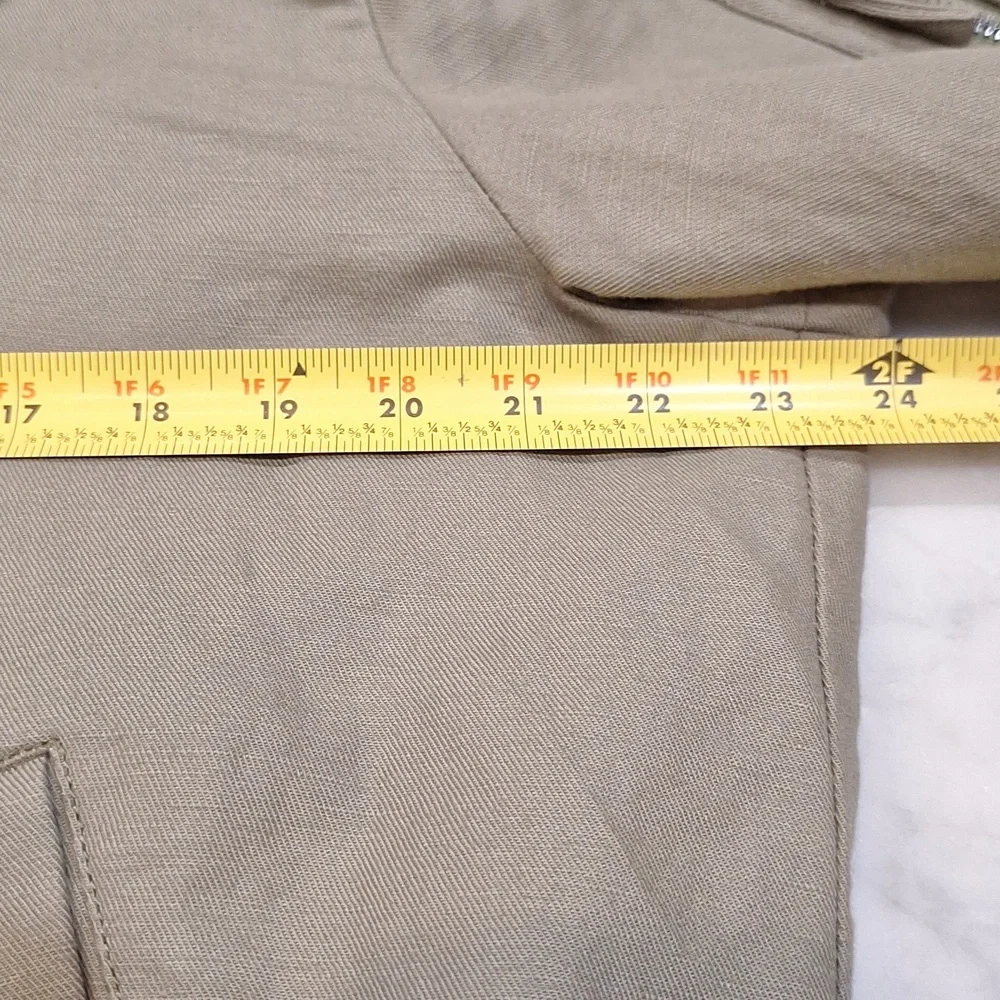 Express Mens‎ Bomber Jacket Olive Green Military Vibe New York Linen Blend AS IS